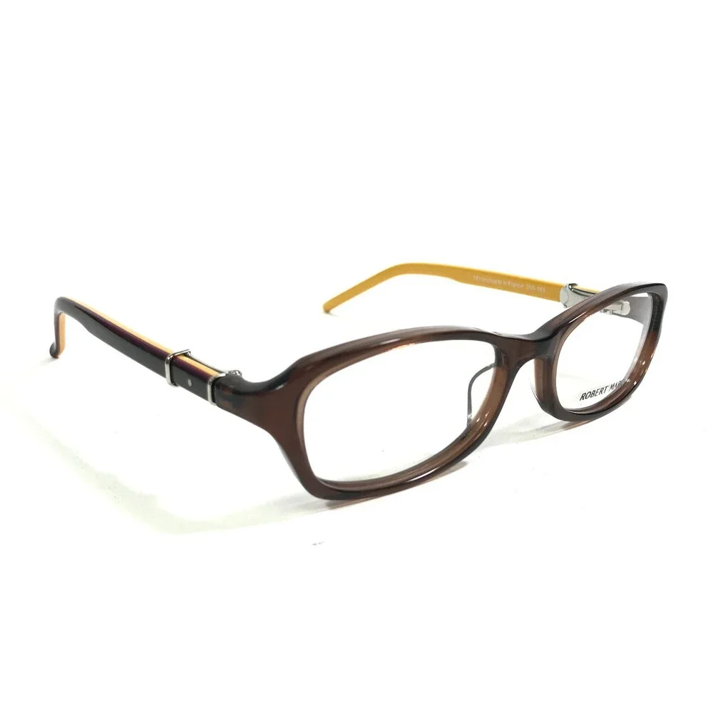 Robert Marc Eyeglasses Frames 266-161 Brown Yellow Rectangle Full Rim 50-17-125